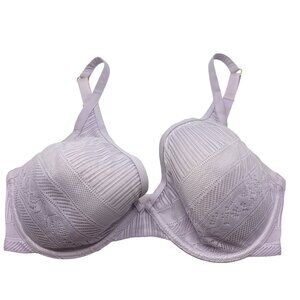 Thirdlove Everyday Lace Plunge Bra 34E Light Purple Nylon Spandex